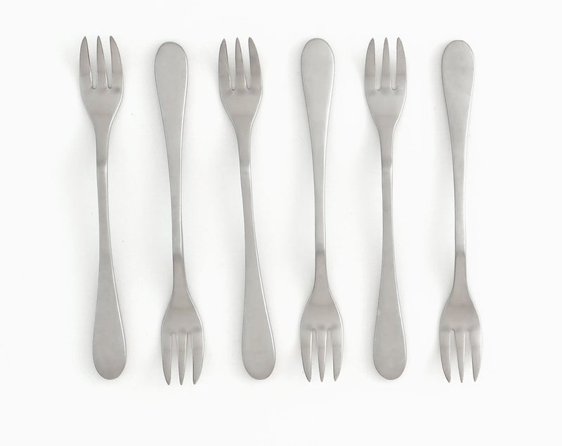 Knork 18/0 Stainless Steel Cocktail Fork (Set of 6), Matte Silver - Image 2